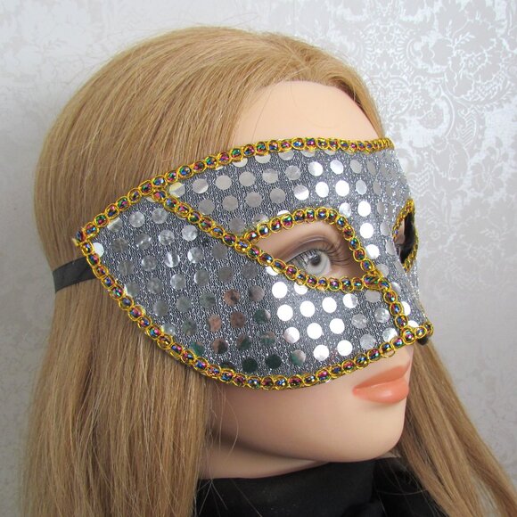 HALLOWEEN MASK, SILVER & GOLD BLING MASKED BALL, MARDI GRAS, CARNIVALE, PARTY - Picture 1 of 3